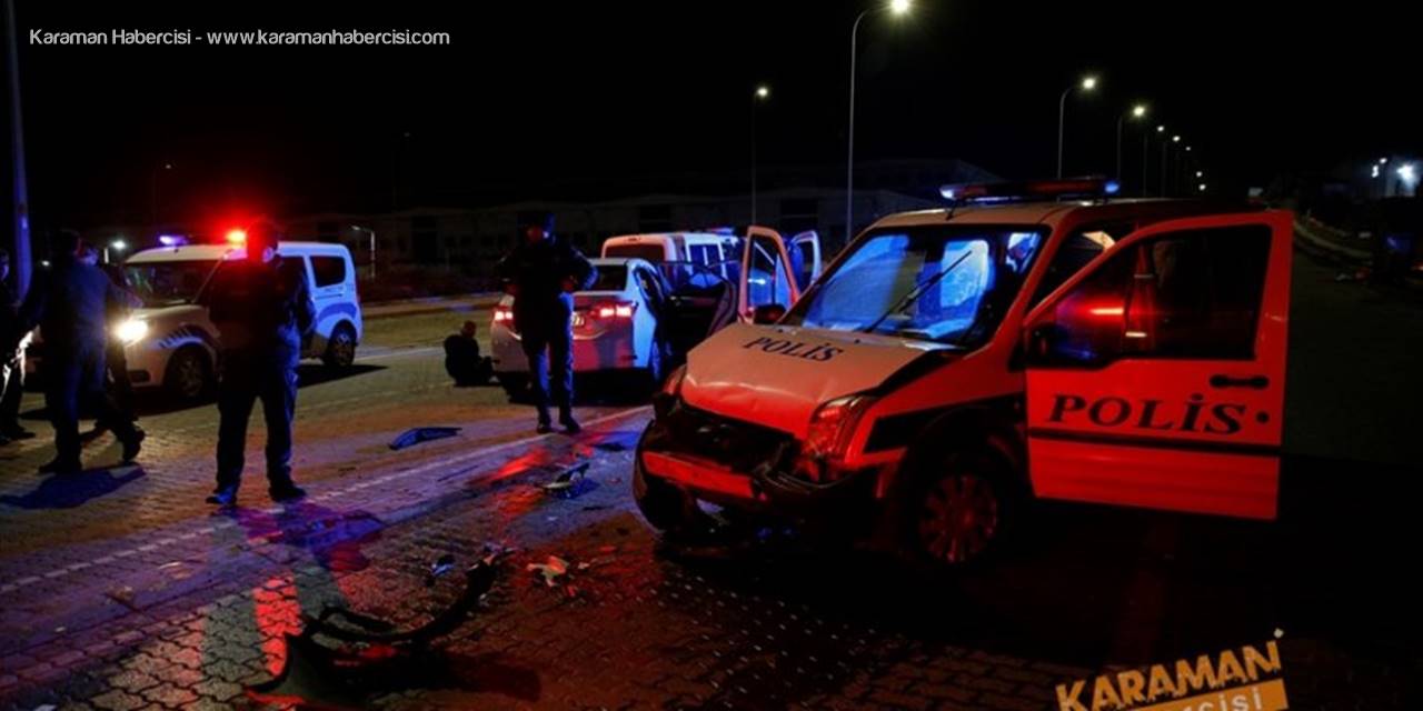 Kayseri'de "dur" ihtarına uymayan sürücü, otomobiliyle polis aracına çarpınca yakalandı