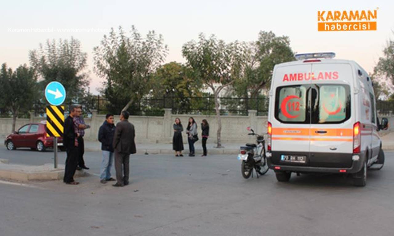 Karaman’da otomobil sürücüsü motosikleti altına aldı