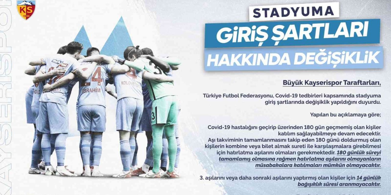 Kayserispor’dan Aşı Uyarısı