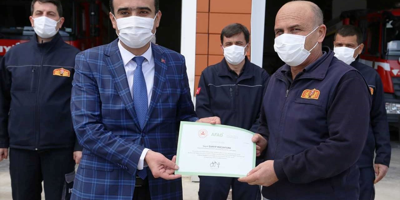 Karaman'da İtfaiyecilere Teşekkür Belgesi