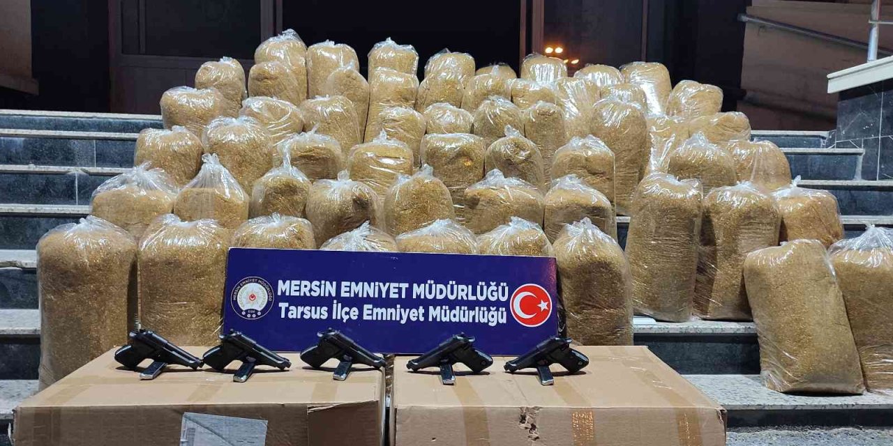 Mersin’de 5 Tabanca Ve 290 Kilo Kaçak Tütün Ele Geçirildi
