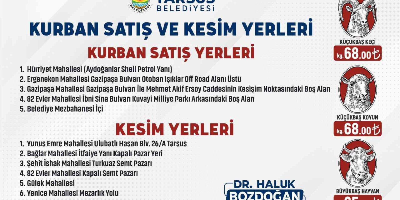 Tarsus’ta Kurbanlık Fiyatları İle Satış Ve Kesim Yerleri Belirlendi