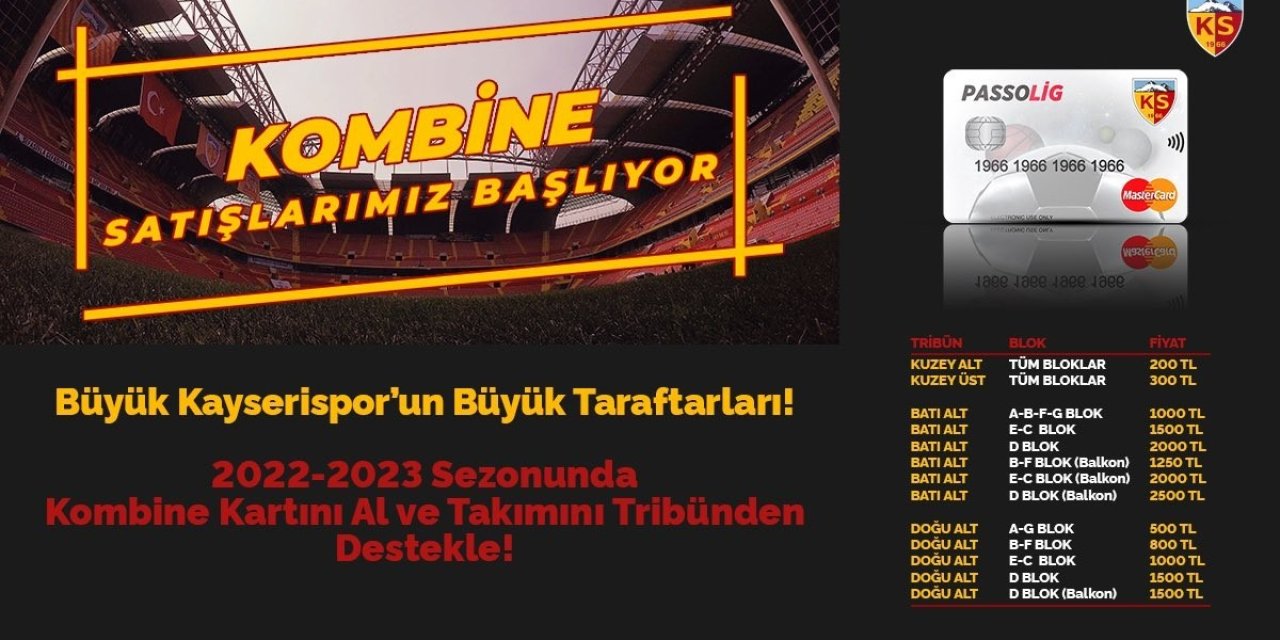Kayserispor, Kombine Bilet Fiyatlarını Belirledi