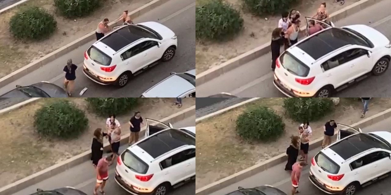 Otomobilinin İçinde Darp Edilen Sürücü Çıkıp Tamponunu Kontrol Etti