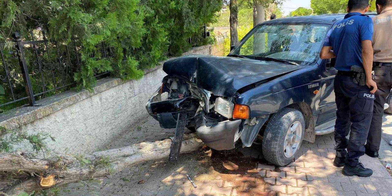 Kontrolden Çıkan Pikap Ağaca Çarptı: 2 Yaralı