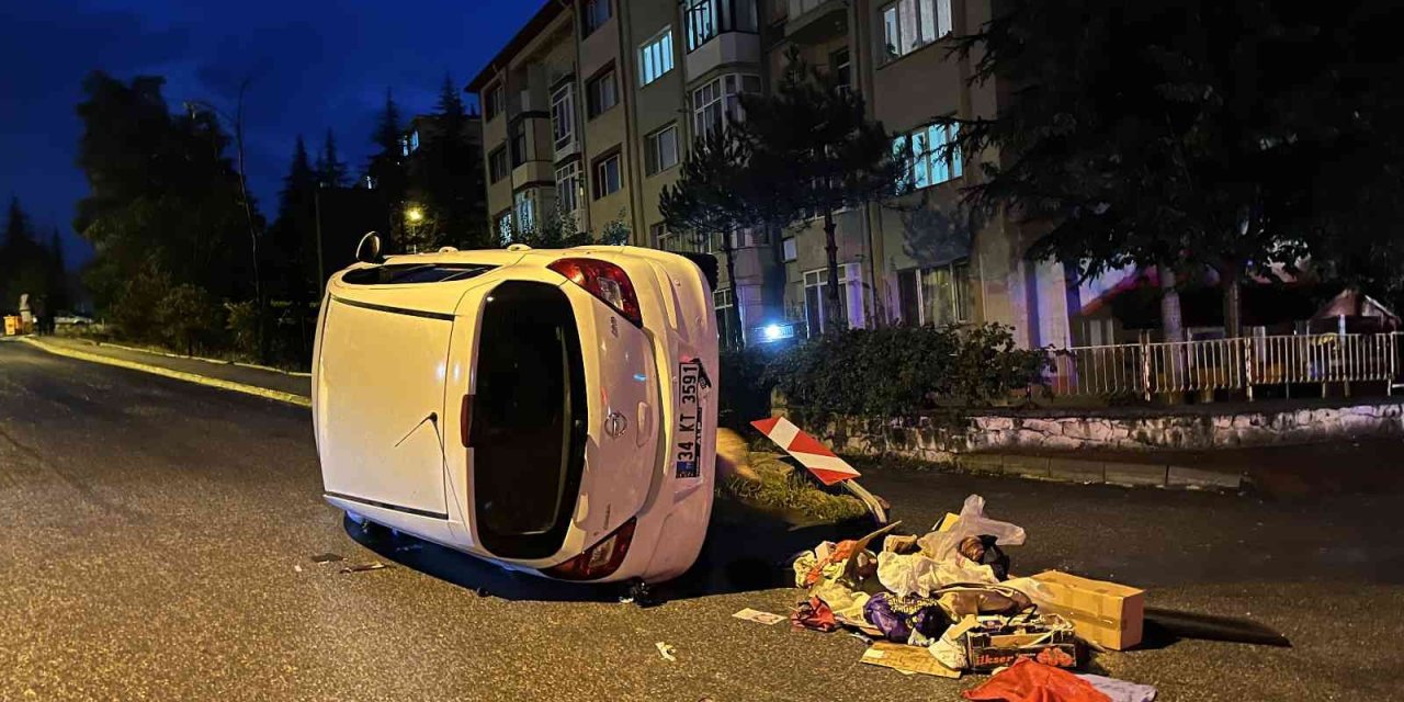 Devrilen Otomobilin 70 Yaşındaki Sürücüsü Yaralandı