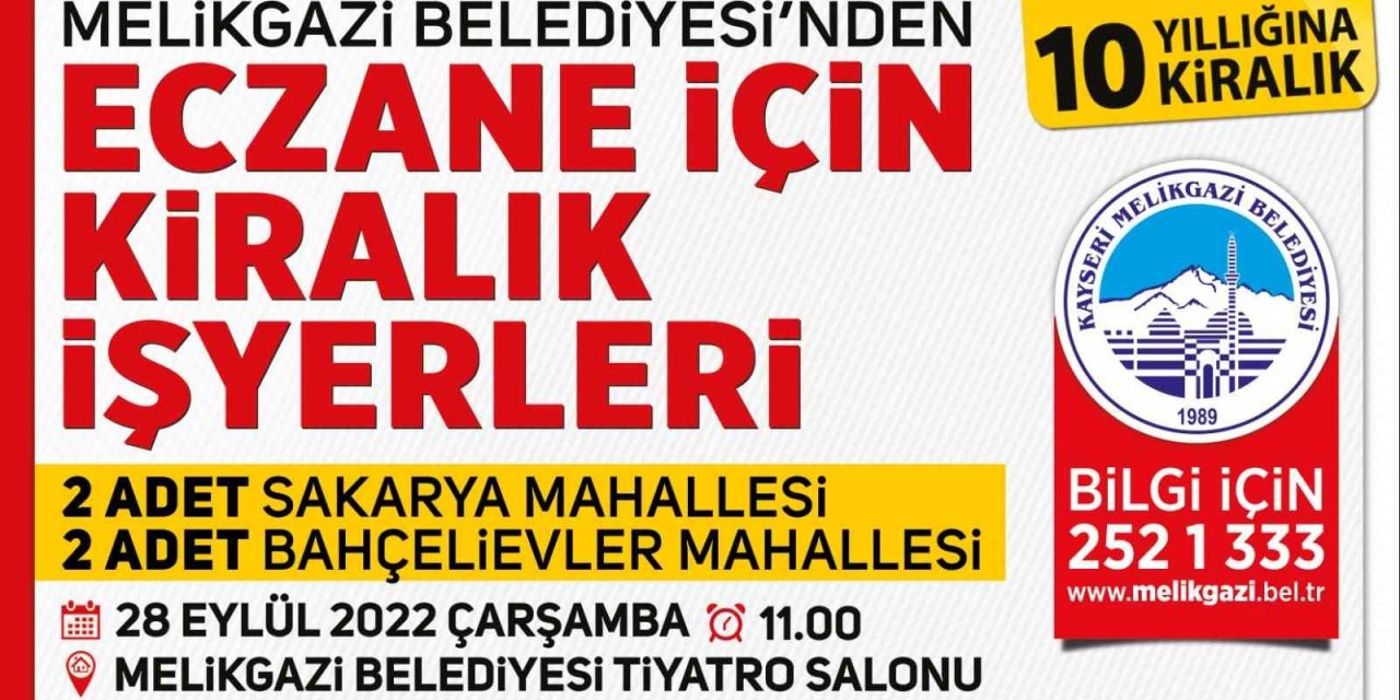 Melikgazi’den 4 Adet Eczane İçin İşyeri İhalesi