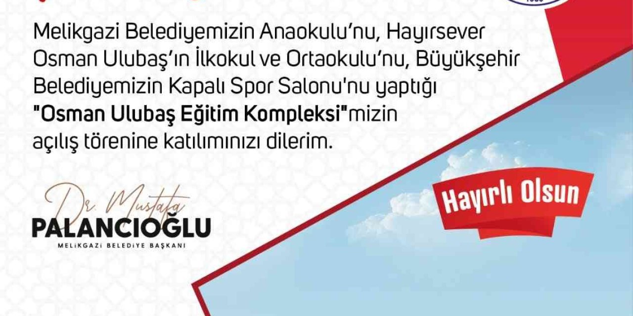 Bakan Özer, Osman Ulubaş Eğitim Kompleksi’nin Açılışına Katılacak