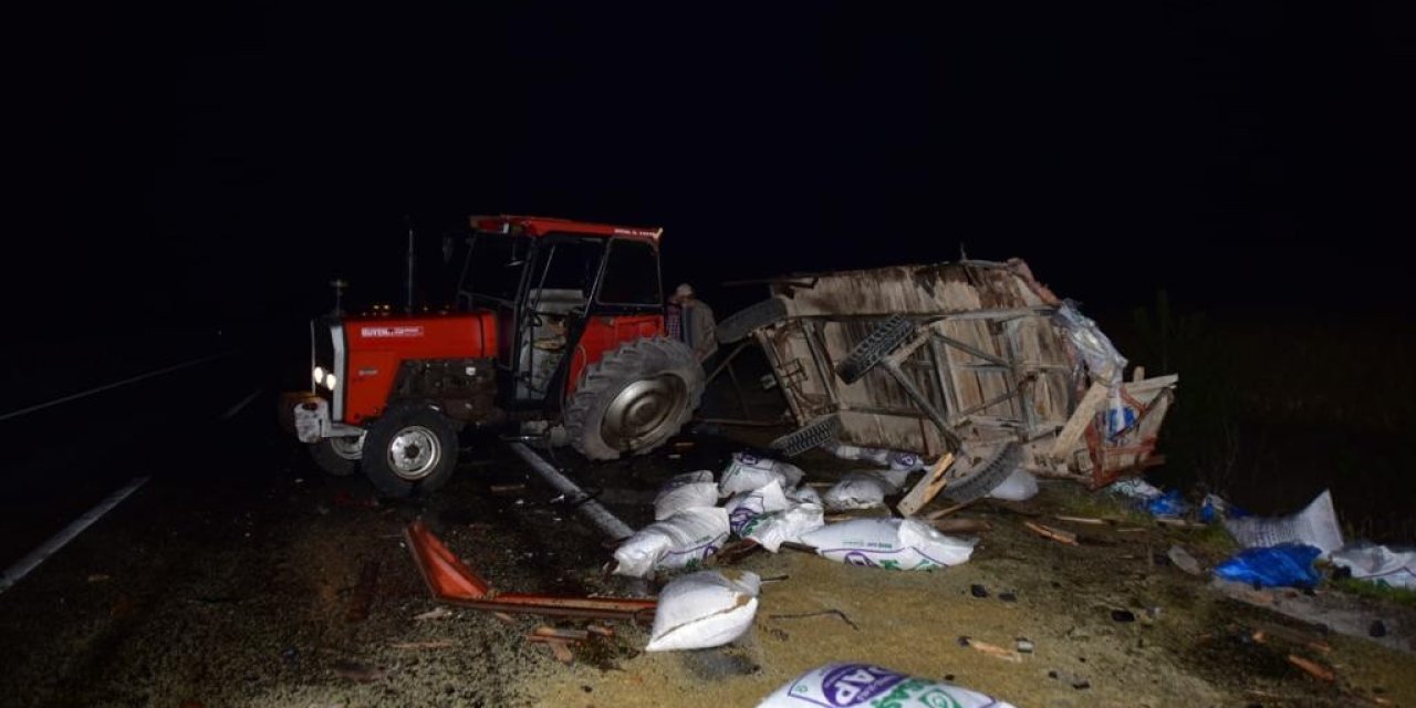 Kamyonun Çarptığı Traktörün Tekeri Koptu