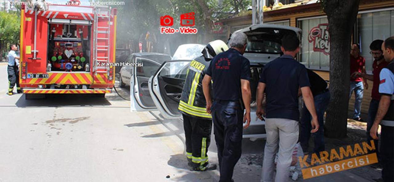 Karaman’da Araç Yangını Büyümeden Söndürüldü