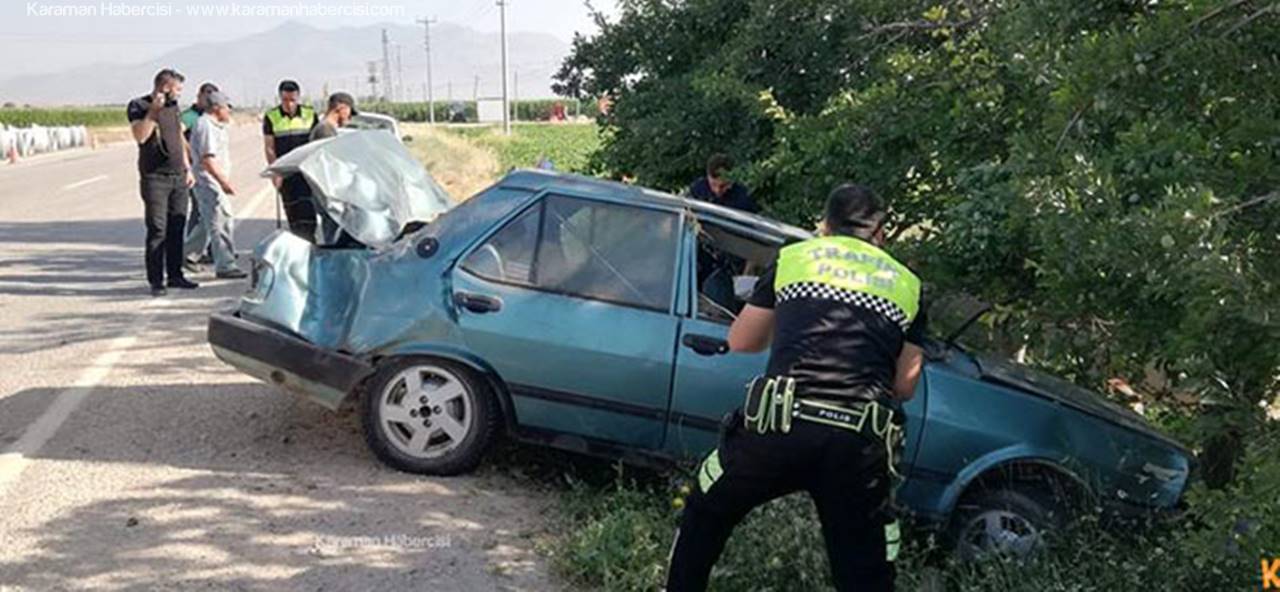 Kontrolden Çıkan Otomobil Ağaca Çarparak Ters Döndü: 2 Yaralı
