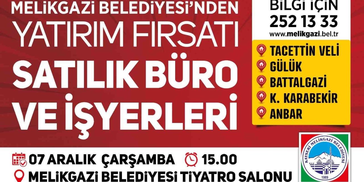 Melikgazi’de 22 Adet Ofis Ve İşyeri İhalesi İçin Son 2 Gün