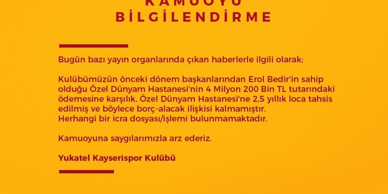 Kayserispor, Eski Başkana Loca Sattı
