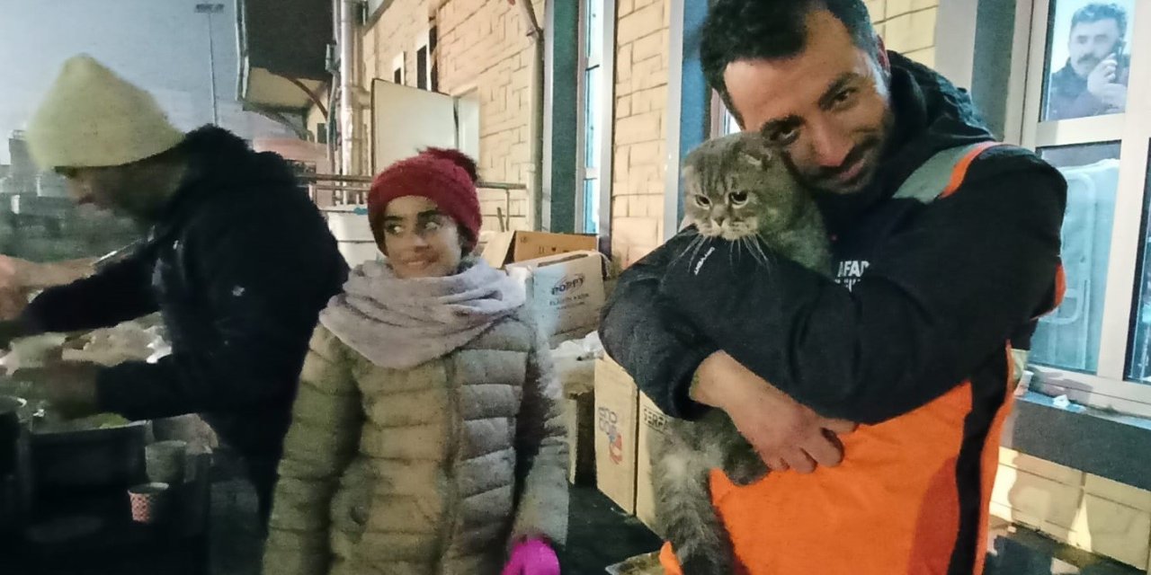 Çadır Kentin Neşesi Oldu: Terk Edilen Kediyi Afad Gönüllüleri Sahiplendi