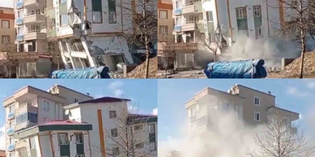 Kahramanmaraş’ta Deprem Anında Yaşanan Panikle Bir Binanın Yıkılması Anbean Kamerada