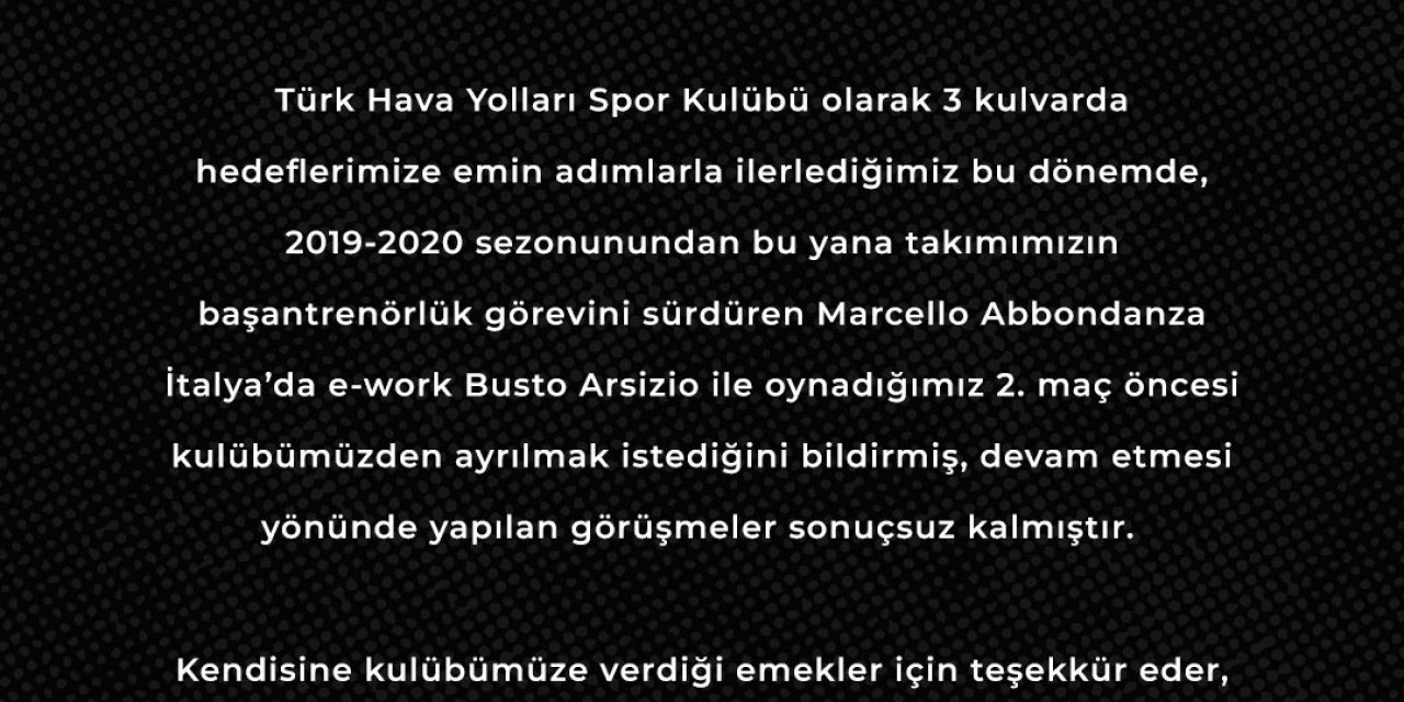 Thy Kadın Voleybol Takımı’nda Başantrenör Marcello Abbondanza İle Yollar Ayrıldı