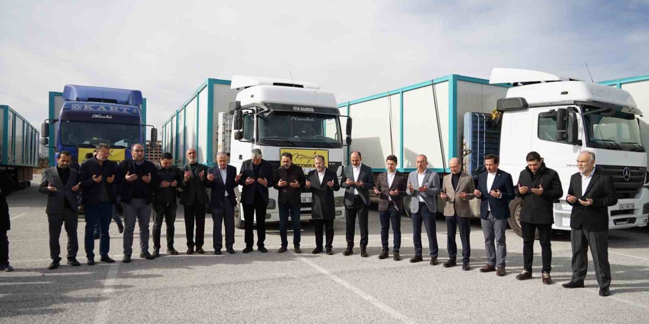Hatay’daki Konya Konteyner Kenti İçin 10 Tır Daha Dualarla Yola Çıktı