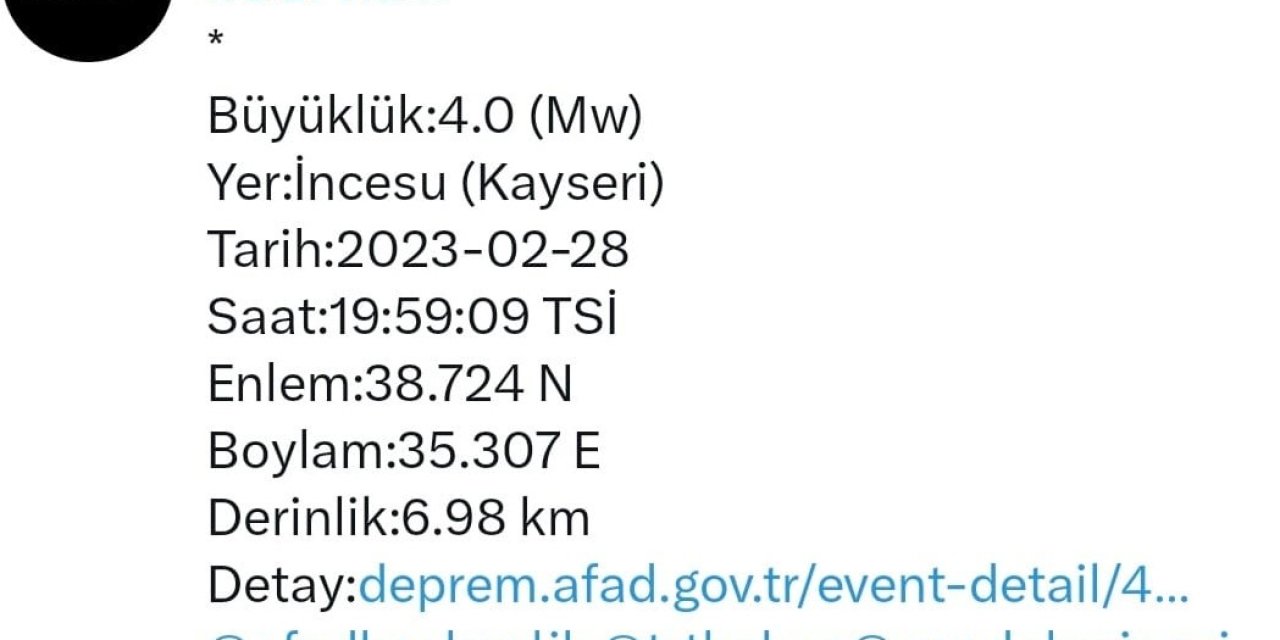 Kayseri İkinci Kez Sallandı