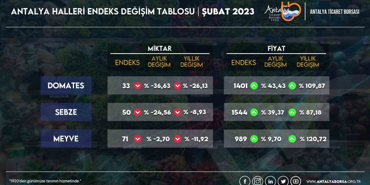 Atb, Şubat Hal Endeksini Açıkladı