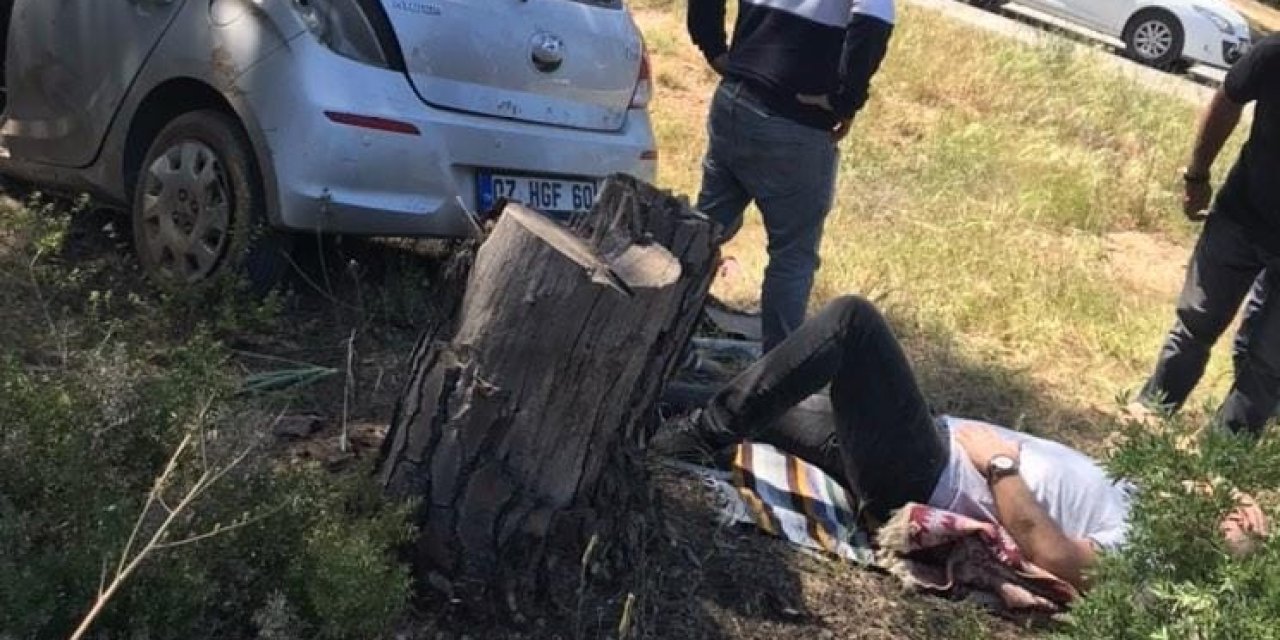 Yoldan Çıkıp Ormanlık Alana Uçan Otomobil Sürücüsü Yaralandı
