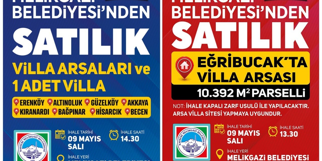 Melikgazi Belediyesi’nden Satılık Villa Ve Villa Arsası İhalesi