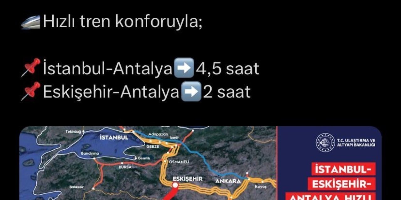 Eskişehir Hızlı Tren İle Antalya’ya Bağlanacak