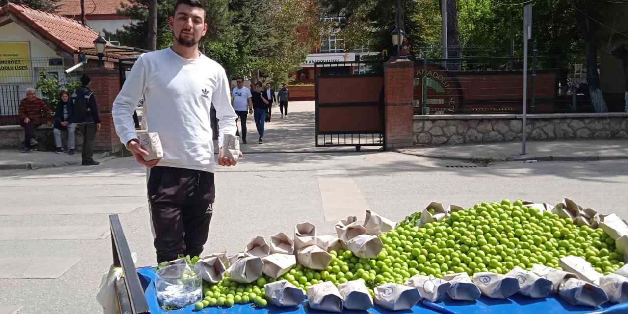 Oy Kullanılan Okulun Önüne Tezgah Kurup Erik Sattı