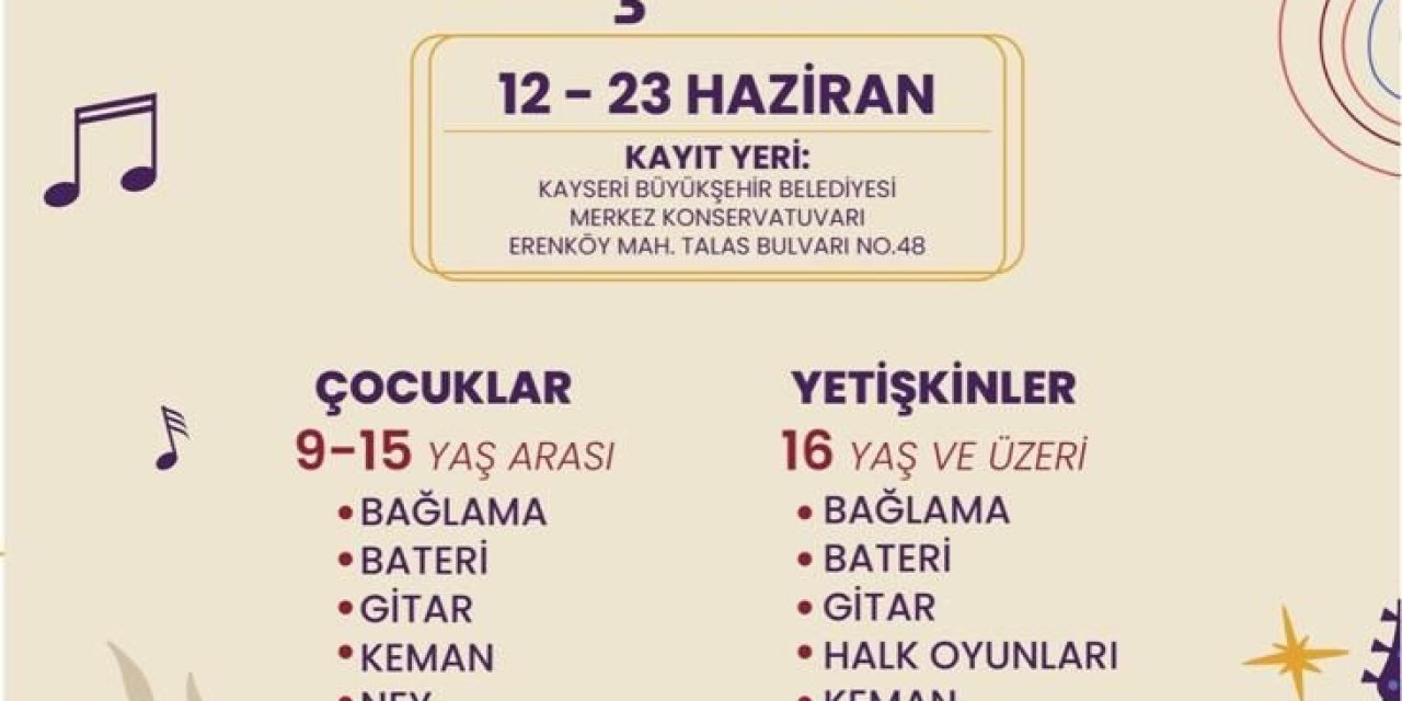 Büyükşehir’in Konservatuvar Yaz Kursları Başlıyor