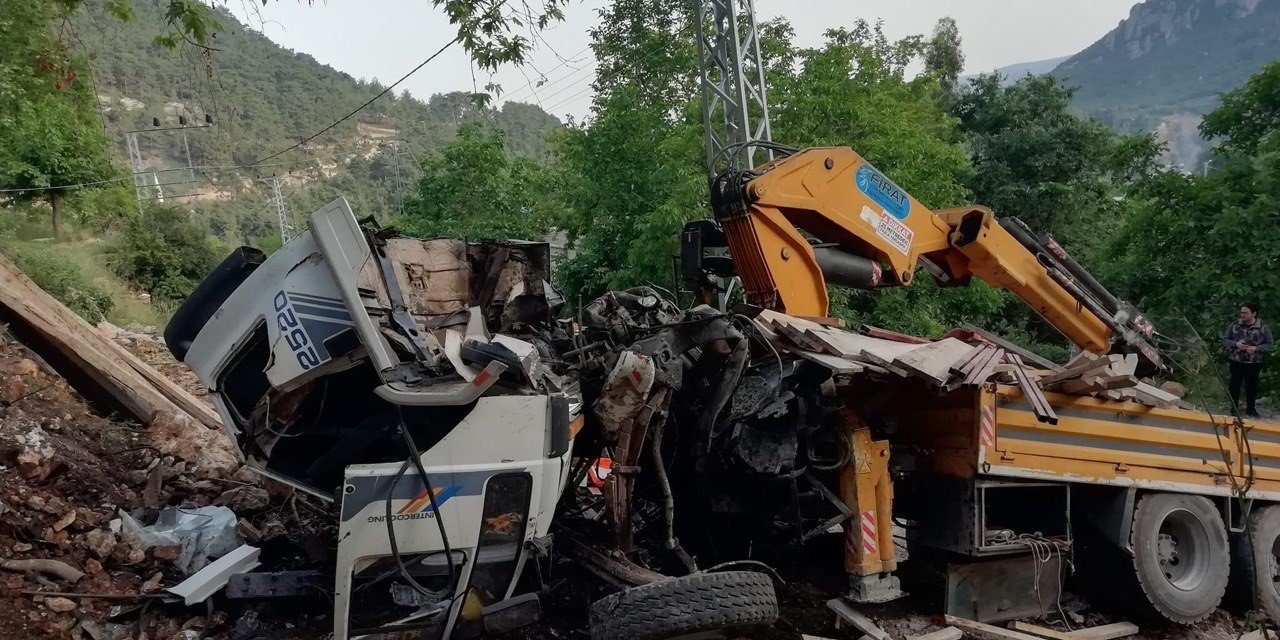 Kontrolden Çıkan Vinç Ağaca Çarptı: 2 Ağır Yaralı