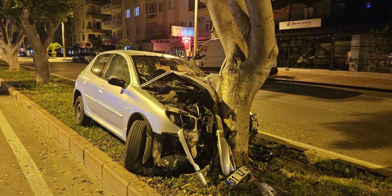 Kontrolden Çıkan Otomobil, Ağaca Çarparak Durabildi