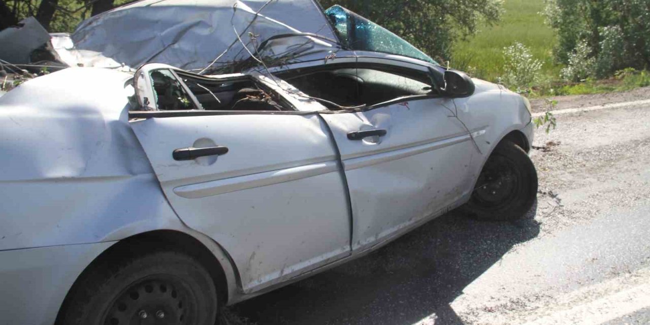 Konya’da Yoldan Çıkan Otomobil Ağaca Çarptı: 2 Yaralı