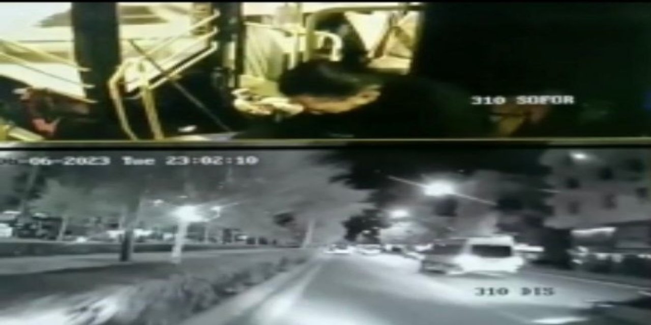 Yoldan Çıkan Halk Otobüsünün Tramvay Yoluna Girmesi Kamerada