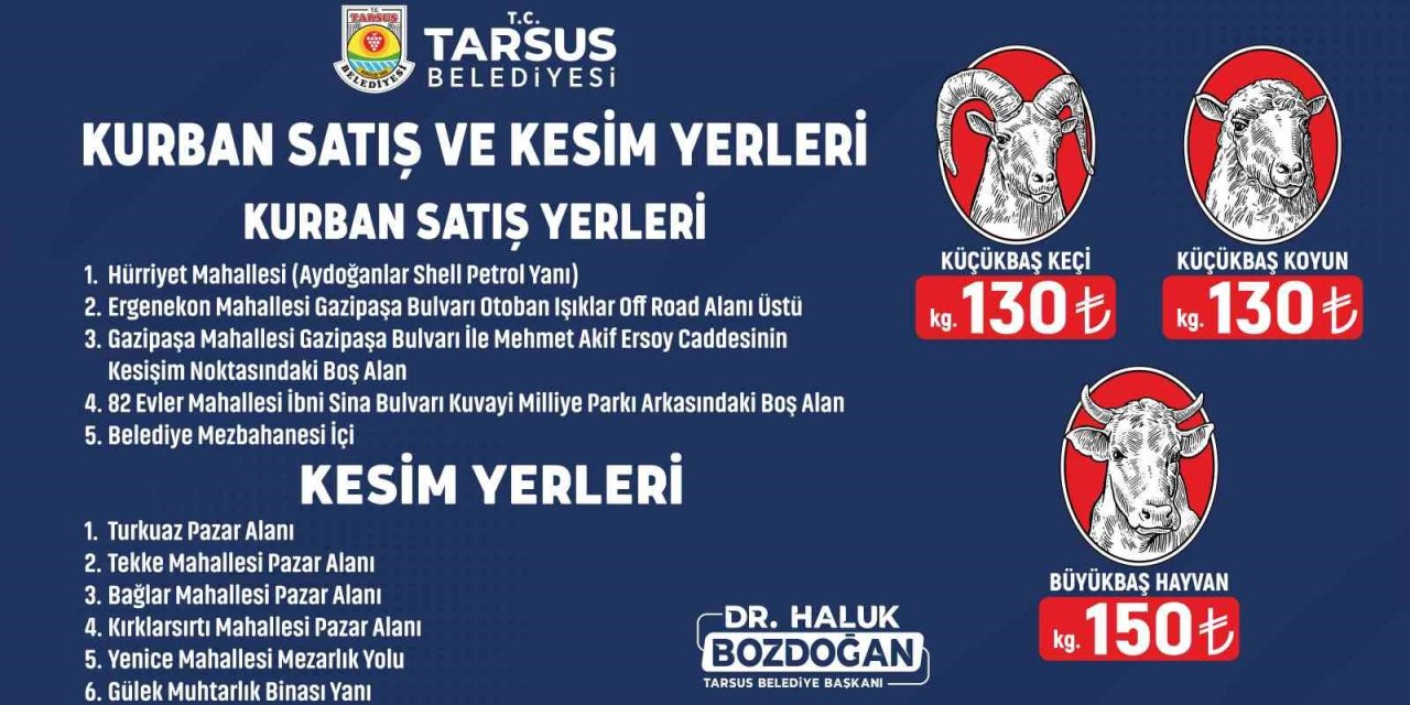 Tarsus’ta Kurbanlık Fiyatları İle Satış Ve Kesim Yerleri Belirlendi