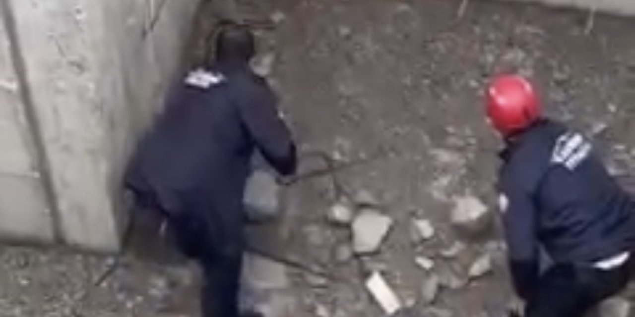 İnşaatın Temeline Düşen Tilkinin Yardımına İtfaiye Yetişti