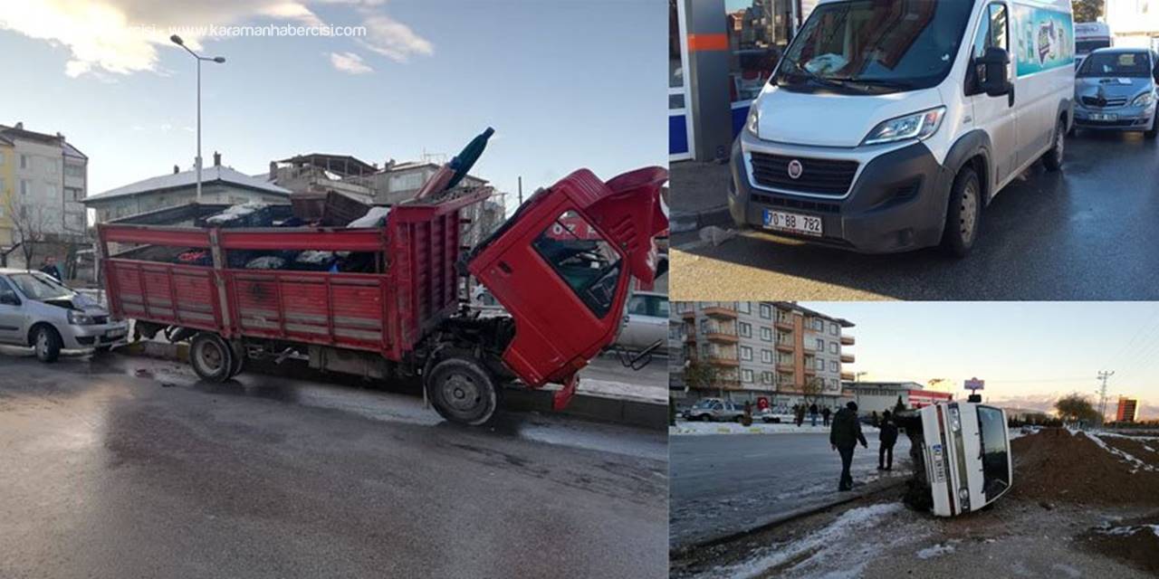 Karaman'da Yollar Buz Pistine Döndü