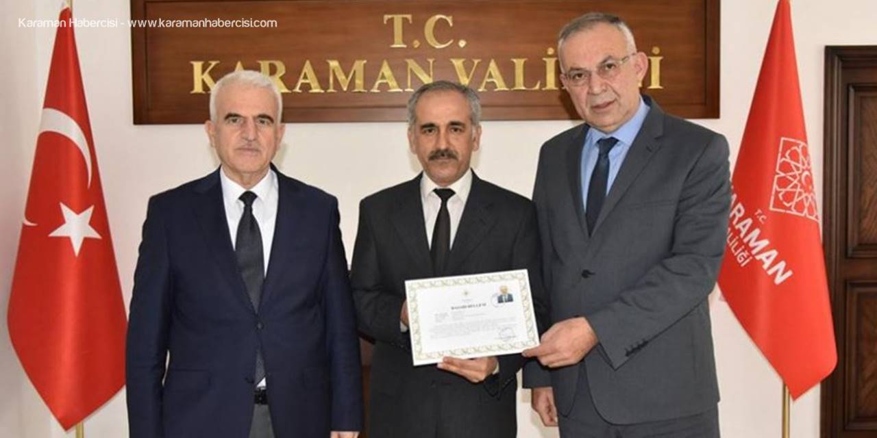 Karaman'da İlkokul Müdürü Ahmet Miran'a Taltif Verildi