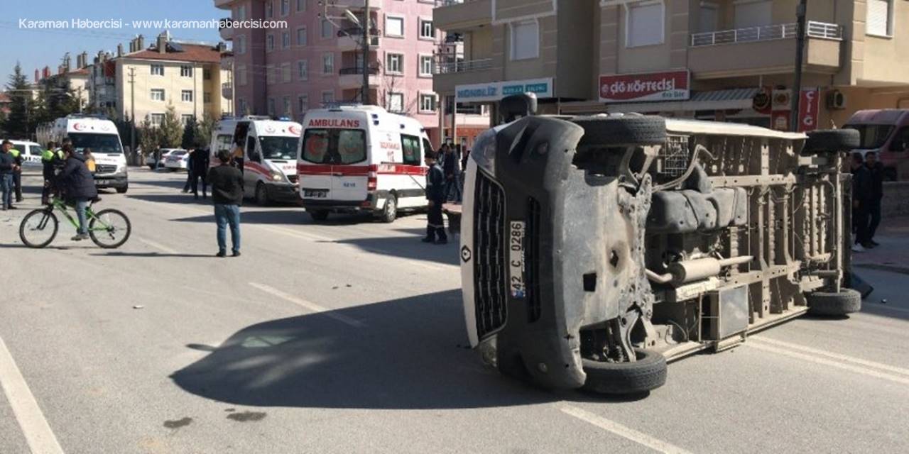 Konya'da Öğrenci Servisi İle Otomobil Çarpıştı
