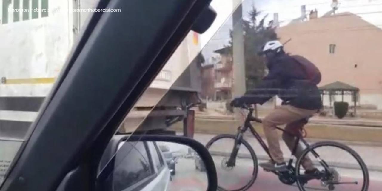 Konya'da Bisikletle Kamyon Arkasındaki Tehlikeli Yolculuk Hayrete Düşürdü