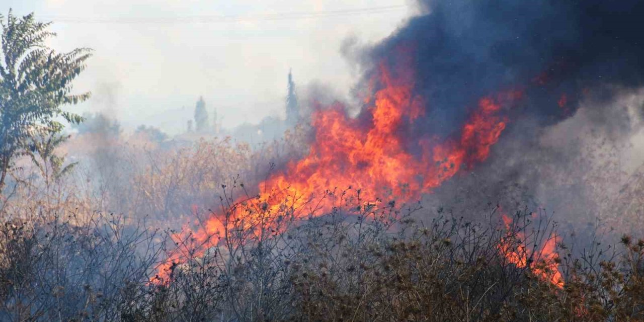 Yol Kenarındaki Boş Araziye Bırakılan Çöpler Yangına Neden Oldu