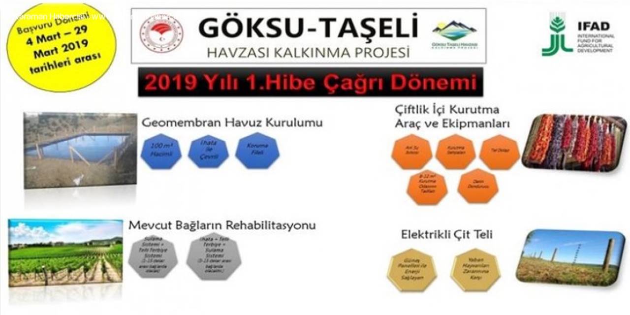 Göksu Taşeli Havzası Kalkınma Projesi Kapsamında 1.Hibe Çağrı Dönemi Başlamıştır