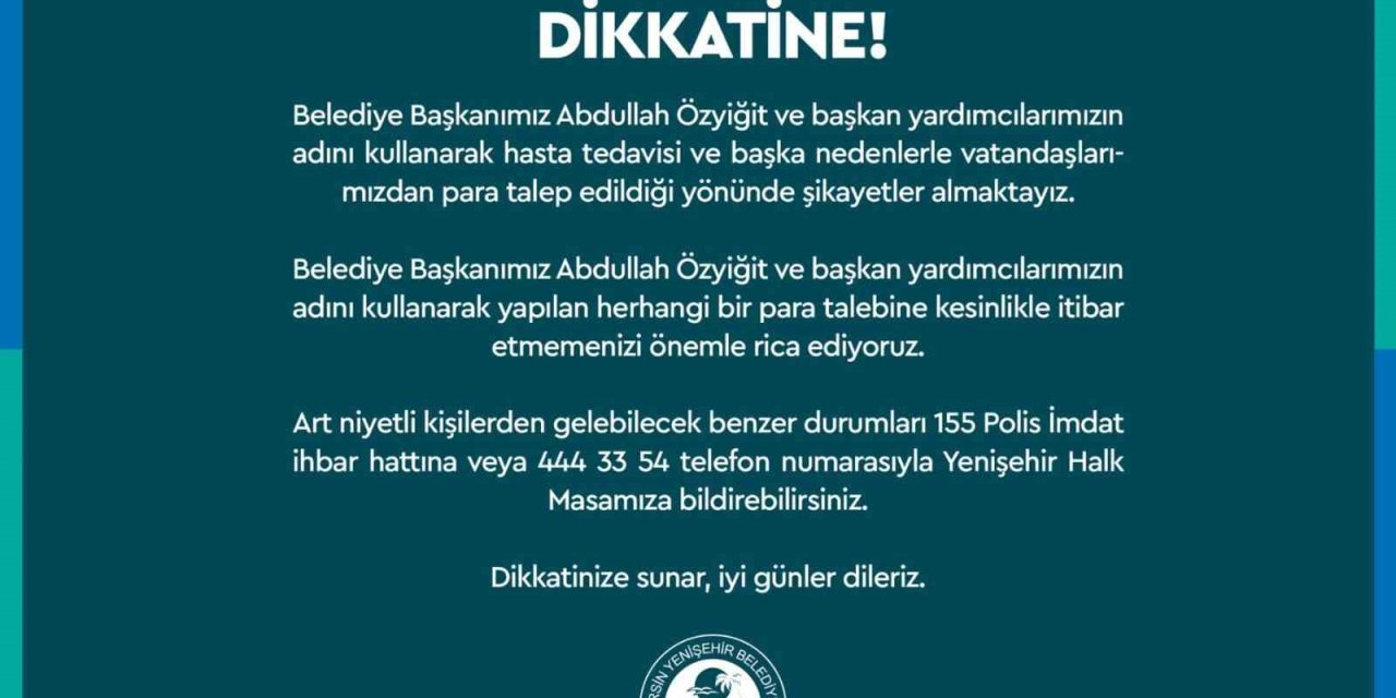Yenişehir Belediyesi Dolandırıcılara Karşı Vatandaşları Uyardı