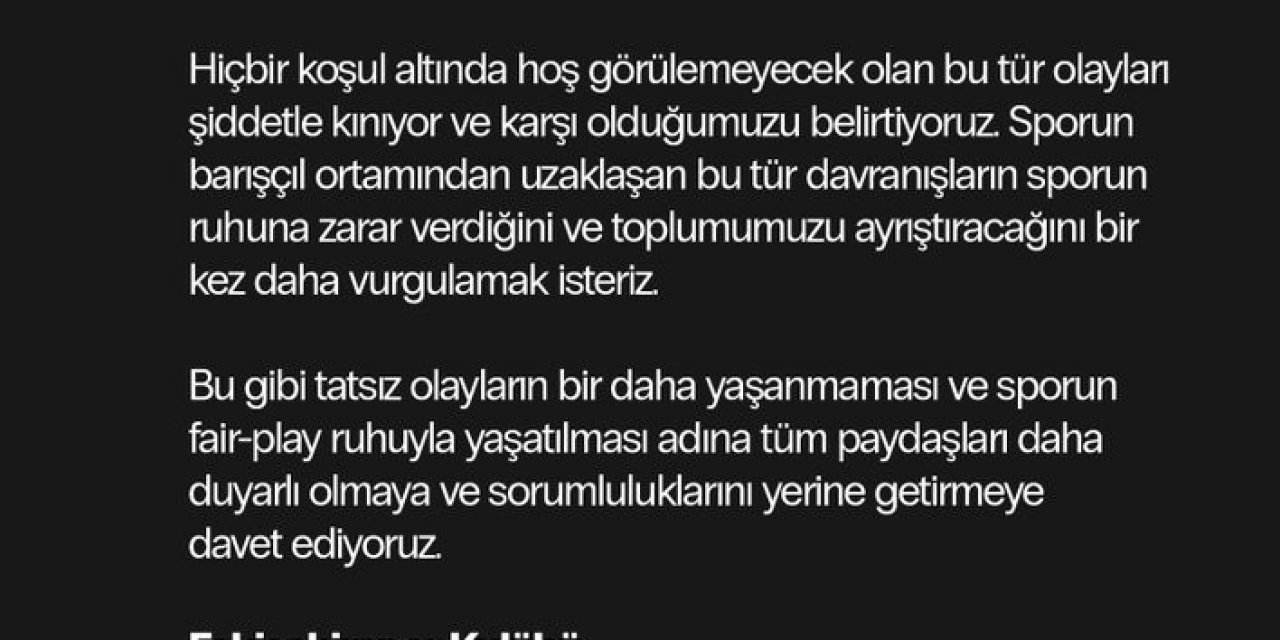 Eskişehirspor’dan Hakem Halil Umut Meler’e Yapılan Saldırıya Kınama Mesajı