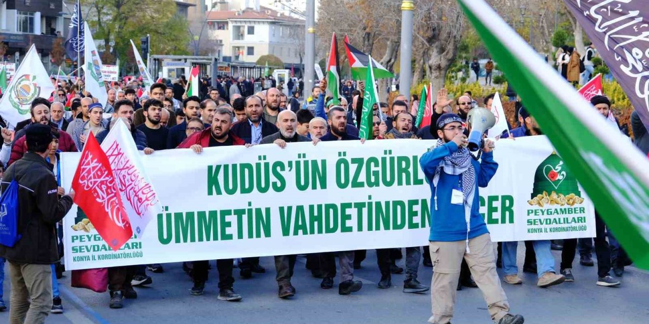 Konya’da Gazze’ye Destek Yürüyüşü