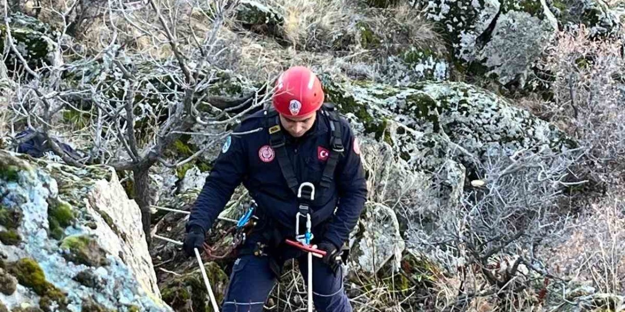 Dağlık Alanda Uçuruma Yuvarlanan 5 Keçiyi İtfaiye Kurtardı