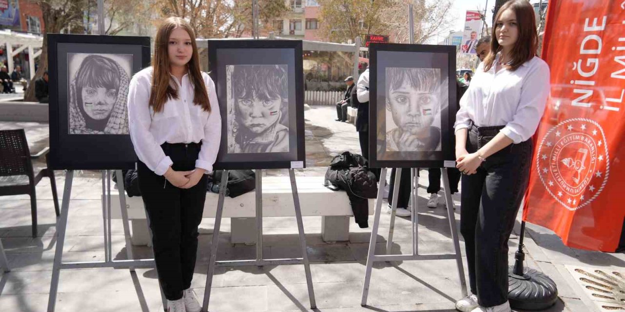 Niğdeli Öğrenciler Gazze’deki Çocukları Resmettiler