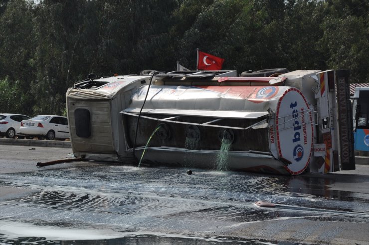 Mersin'de 8 ton mazot yüklü tanker devrildi: 1 yaralı