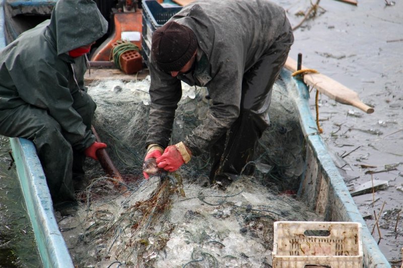Göle Serilen Ağlar Buz Tuttu, Balıkçıların Mesaisi Zorlaştı
