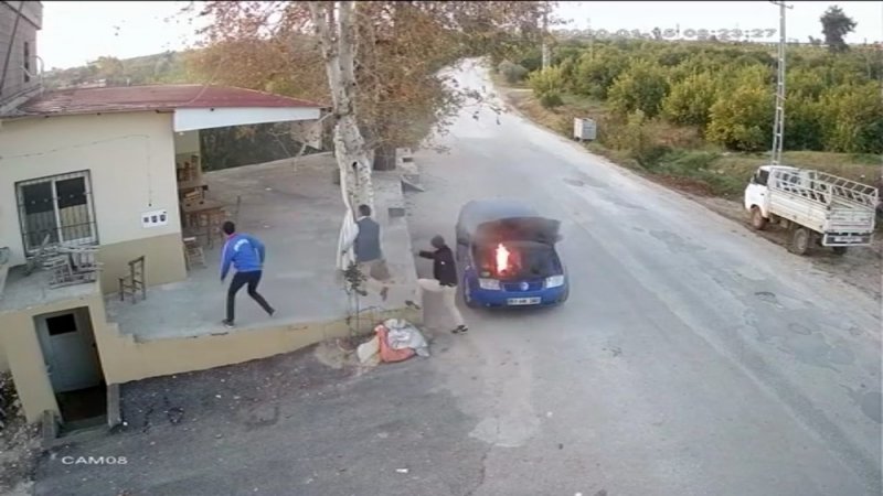 Isınması İçin Çalışır Halde Bırakılan Lpg’li Otomobilde Yangın