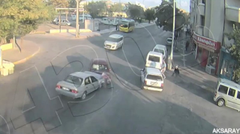 Aksaray’da Yaşanan Trafik Kazası Polis Kamerasında