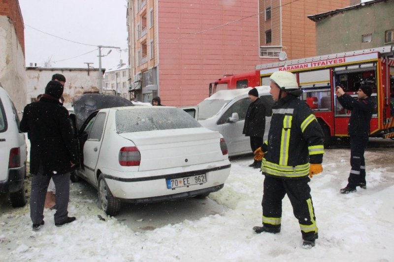 Karaman'da Otomobil Yangını Büyümeden Önlendi
